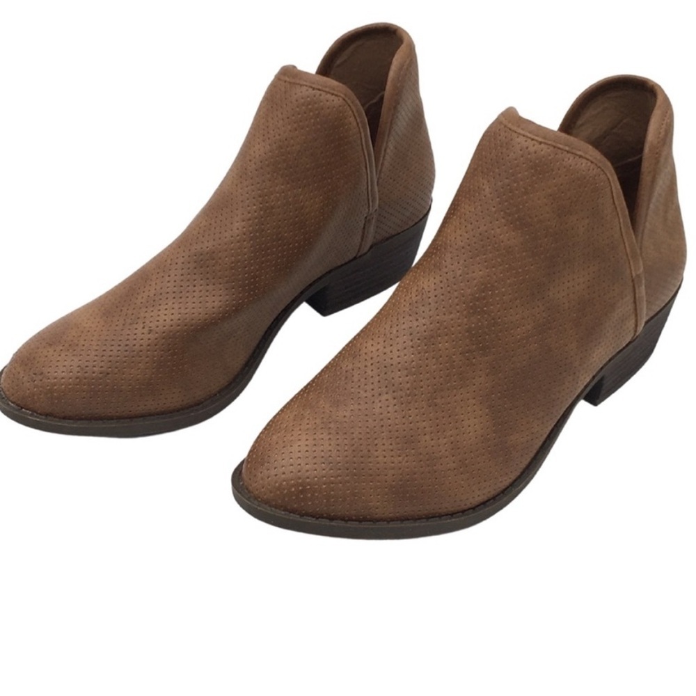 Serra Faux Leather Laser Cut Ankle Boots